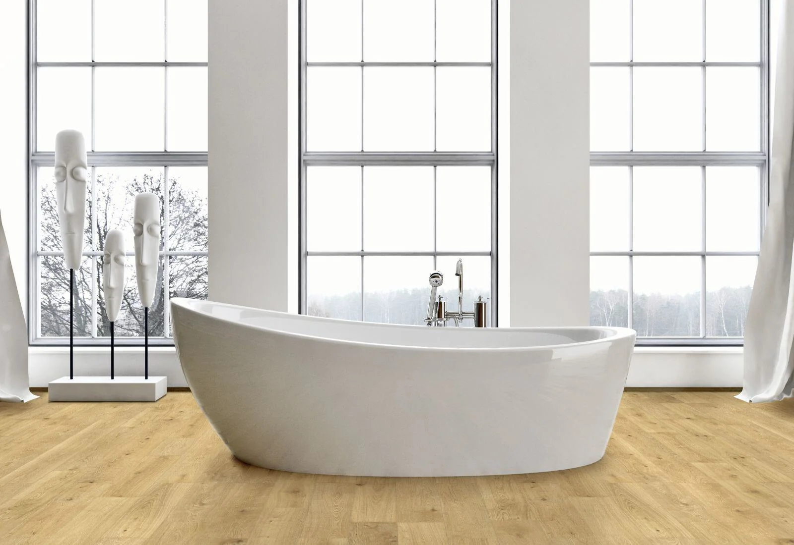 Badbeispiel mit Bodenbelag in Holzoptik aus der bestehenden Henke-Inspirationsgalerie